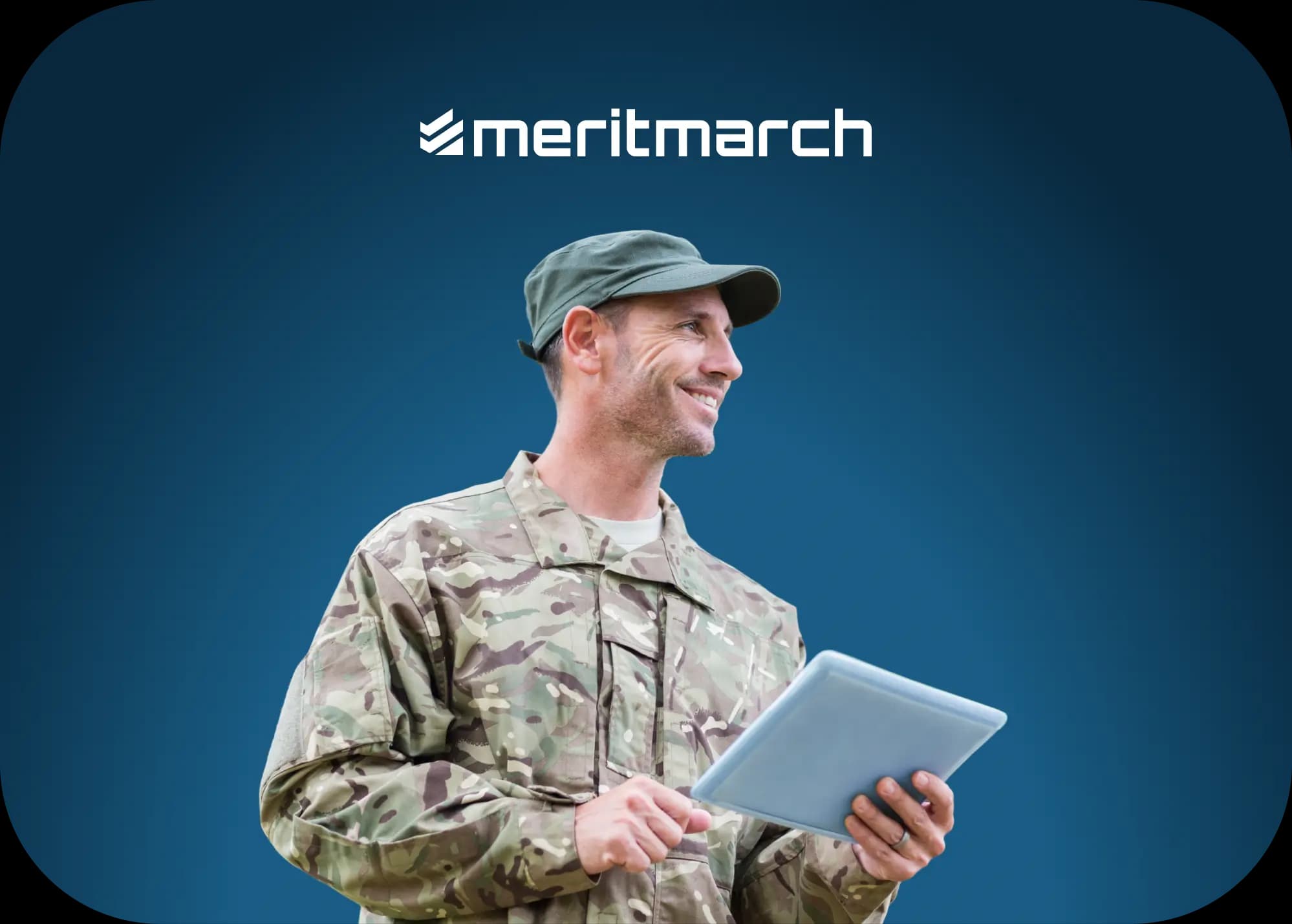 MeritMarch platform and team story section for ASVAB preparation.